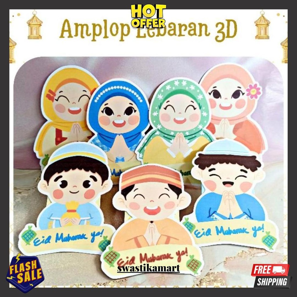 

(Isi 5Pc) Amplop Lebaran 3D Karakter Muslim Original Produk