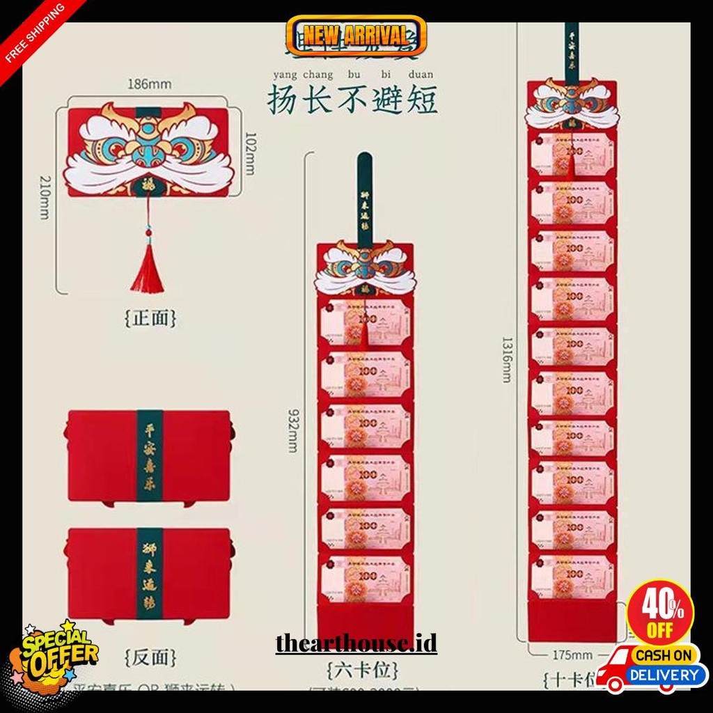 

Angpao Imlek Susun Model Tirai Tarik 6 Slot Dan 10 Slot /Hongpao Imlek Panjang Shio Ular Viral Mewah Gratis Ongkir