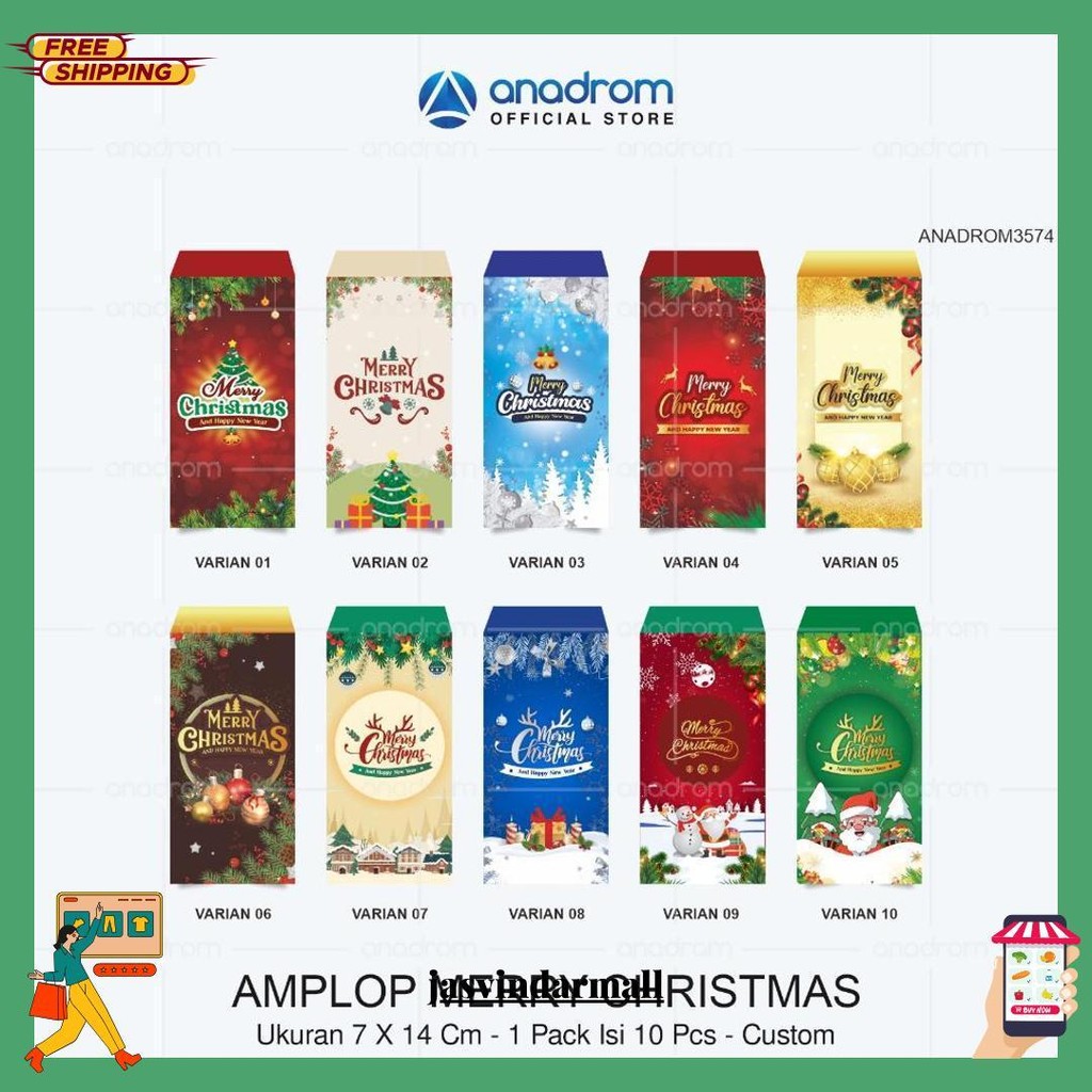 

Amplop Selamat Hari Natal Custom | Amplop Merry Christmas | Amplop Free Custom Foto | 1 Pack Isi 10 Pcs | Anadrom 3574 Termurah Banget