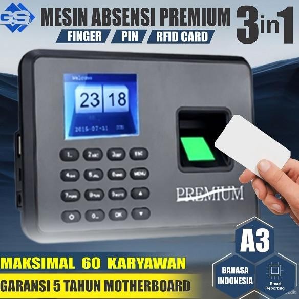 

MESIN ABSENSI / MESIN ABSEN / SIDIK JARI / FINGER PRINT A3