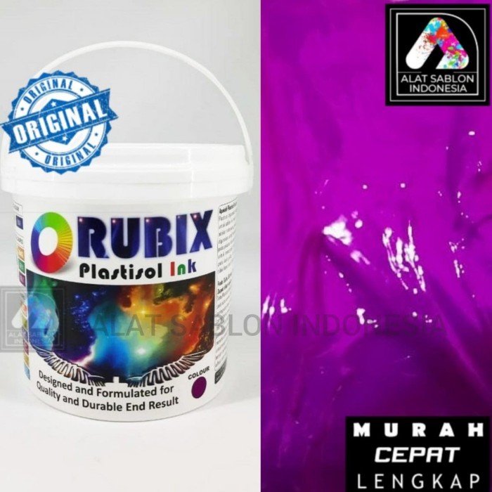 

TERLARIS! TINTA SABLON PLASTISOL RUBIX UNGU STABILO FLO VIOLET 1KG