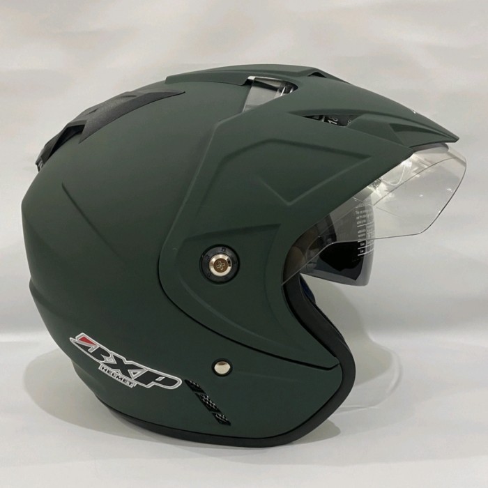 Helm Motor Jp 7 Polos Hijau Army Doff Dewasa Sudah Sni (Double Visor)