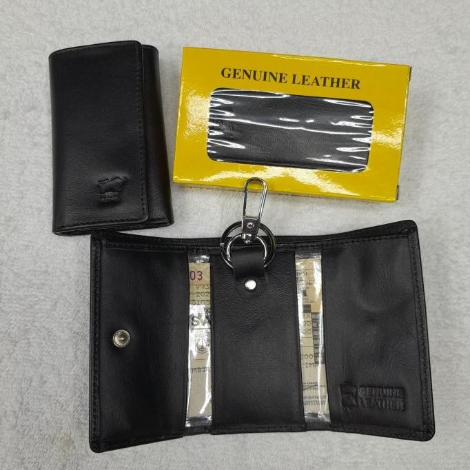 GANTUNGAN KUNCI MOBIL MOTOR ASLI KULIT BRAUN BUFFEL BLACK DOMPET STNK es77