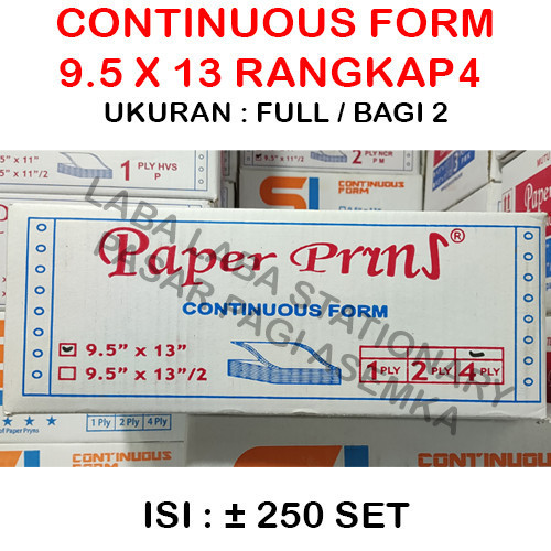 

HOT SALE! Continuous Form Merk Paper Print 9.5 x 13/2 // 13 Rangkap 4