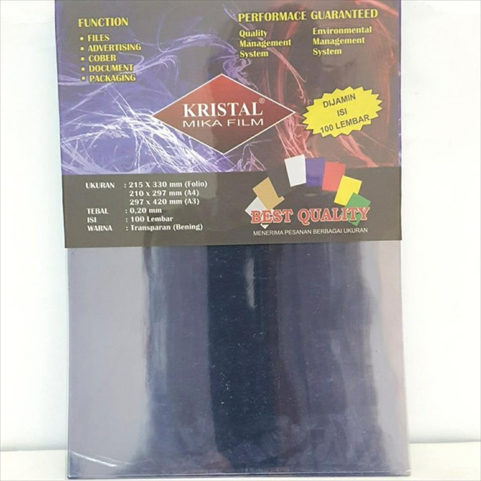 

TERBARU! Mika Jilid Film KRISTAL A4 bening tebal 0.20 mm isi 100 lembar