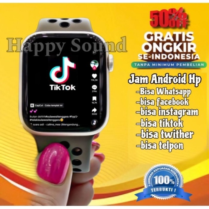 TERLARIS JAM TANGAN PINTAR ANDROID HP BISA WA LAYAR SENTUH ANTI AIR SMARTWATCH PRIA WANITA SPORT