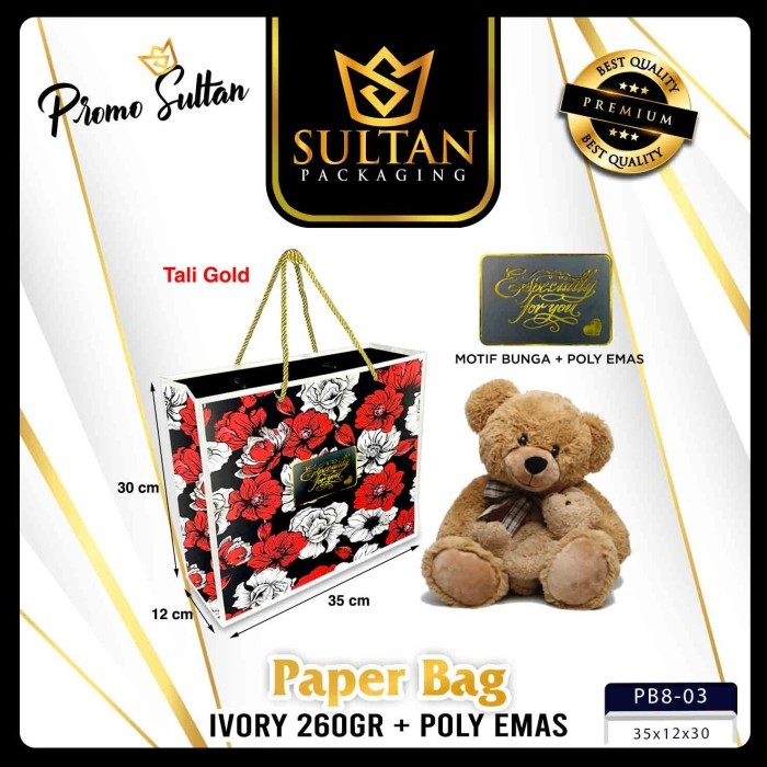 Paper Bag Rose Marble-Tas Hadiah Aestetic Kado Ulang Tahun Jumbo - P