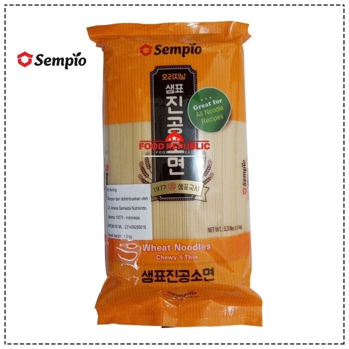

TERLARIS SEMPIO WHEAT NOODLE CHEWY & THIN 1.5 KG MI KERING KOREA HALAL MURAH!!! MURAH