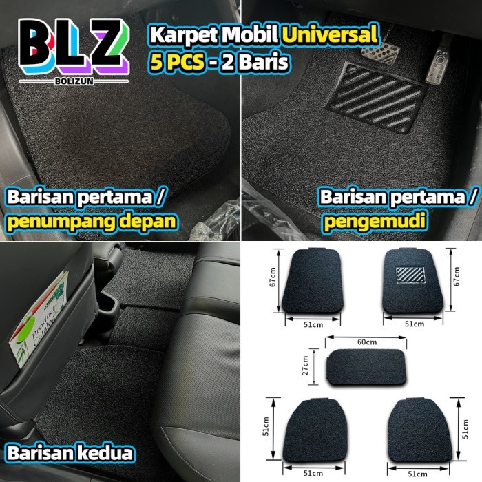 

TERLARIS BOLIZUN KARPET MOBIL UNIVERSAL PVC MIE BIHUN 5 PCS - 2 BARIS / UNIVERSAL FIT CAR MATS / CAR