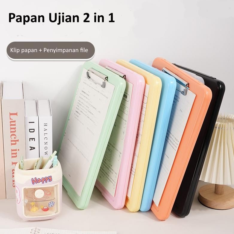 

BISA COD [LOGU] Papan ujian A4 2 in 1 organizer, Papan jalan klip kertas ujian 2 in 1 y-4