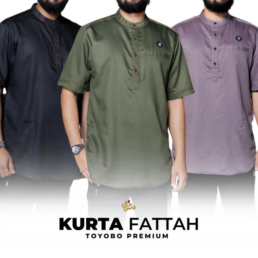 geo Baju Koko Kurta Kemeja Koko Pria Dewasa Lengan Pendek Fattah by Mosped