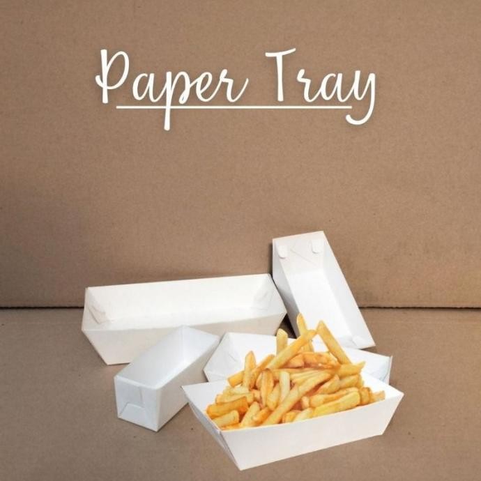 

Terlaris (100Pcs) Kotak Cup Kentang / Food Paper Tray / Kotak Toast / Original
