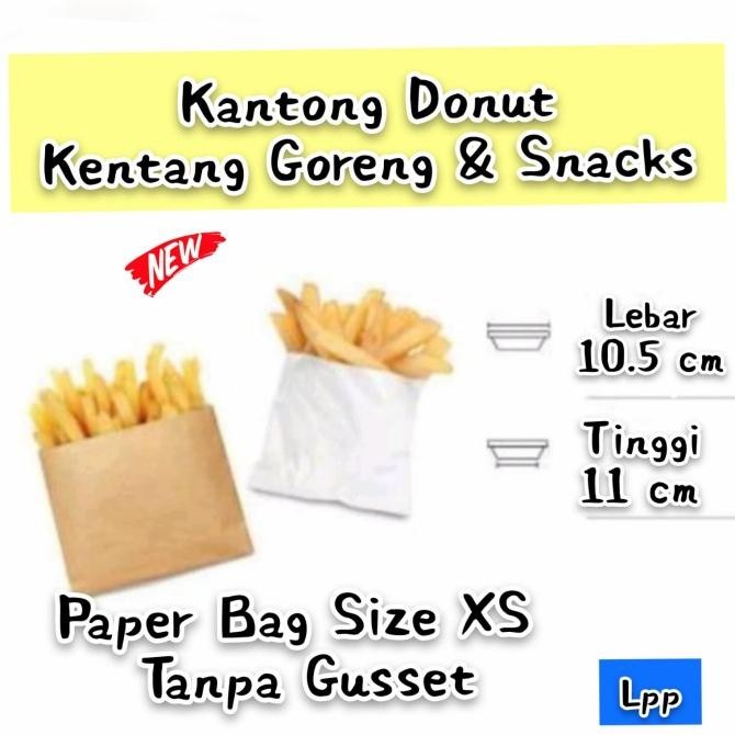 

100 Pcs ~ Paper Bag Donut, Kentang Goreng Dll Uk 10.5 X 11 Cm Original