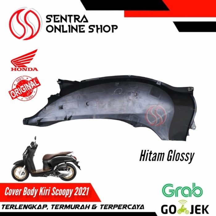 Cover Body Bodi Kiri Scoopy New Prestige 2021 Hitam Glossy Original Termurah Langka