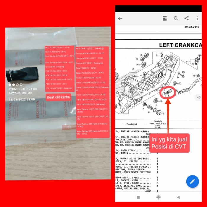 Tube Drain Cvt Honda Vario 110 Esp Vario 125 150 160 Termurah Langka