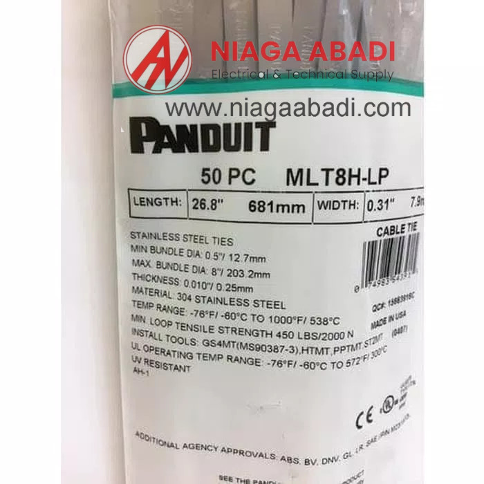 

Panduit Stainless Steel Cable Ties L: 26.8" W: 0.31" MLT8H-LP 1 pack