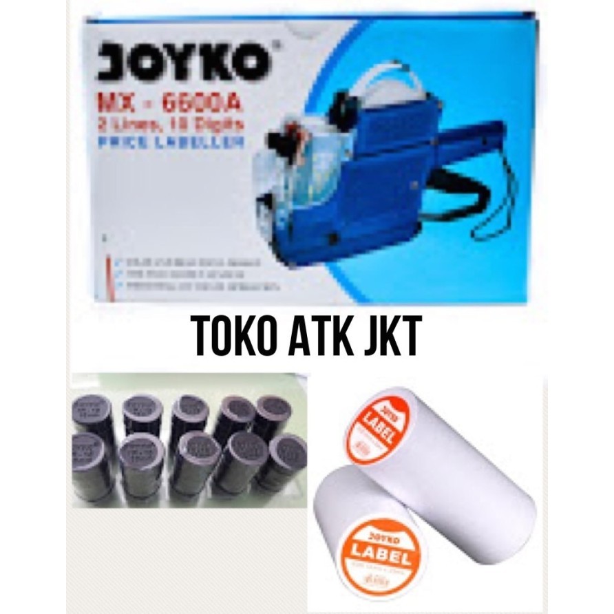 

PAKET ALAT LABEL HARGA JOYKO MX 6600 A ( 2 BARIS ) + REFILL + TINTA