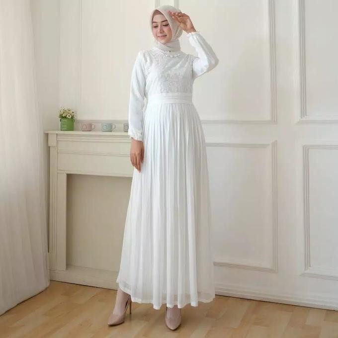 Baju Muslim Wanita/ Busana Muslim / Baju Gamis Putih / Baju Umroh Cecelapak9