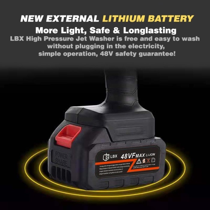 Set Alat Cuci mobil Portable Jet washer water spray Gun cordless LBX