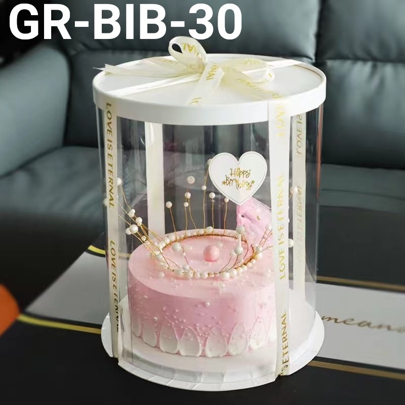 GR-BIB-30 Kotak dus cake glass mika gift box kue bulat hantaran 30cm (packaging)