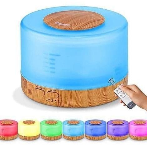 Aromatherapy Air Humidifier Diffuser Motif Kayu 500Ml 7 Color + Remote Ekaviraproject