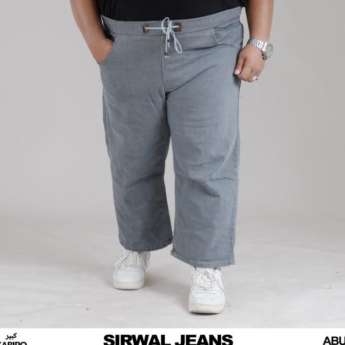 Sirwal Jeans Kabiro - Angkle Pants Celana Sirwal Pria Jumbo Bahan Jeans Stretch Elastis Dan Nyaman B