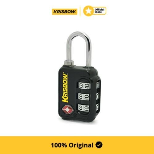ASLI KRISBOW PADLOCK GEMBOK KOPER 3 ANGKA ZINC ALLOY - HITAM KODE 647