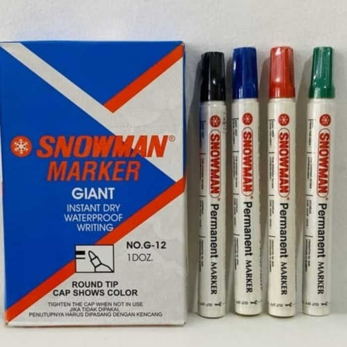 

Spidol Snowman G12 Permanent Marker - HITAM, BIRU, MERAH, HIJAU