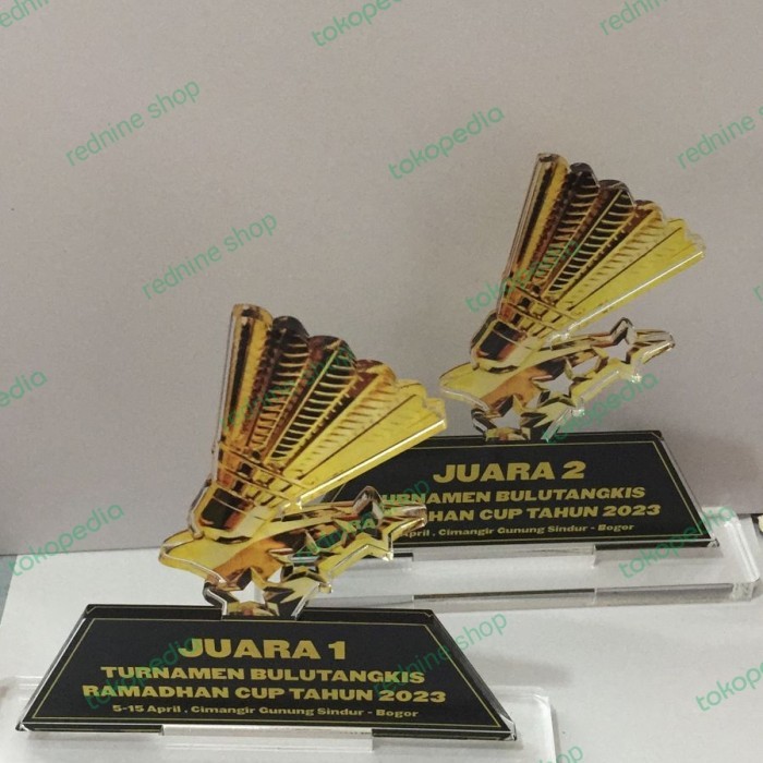 TERBARU Plakat Akrilik Custom/Piala Badminton/Bulu Tangkis/Piala Juara 5mm BISA GOSEND