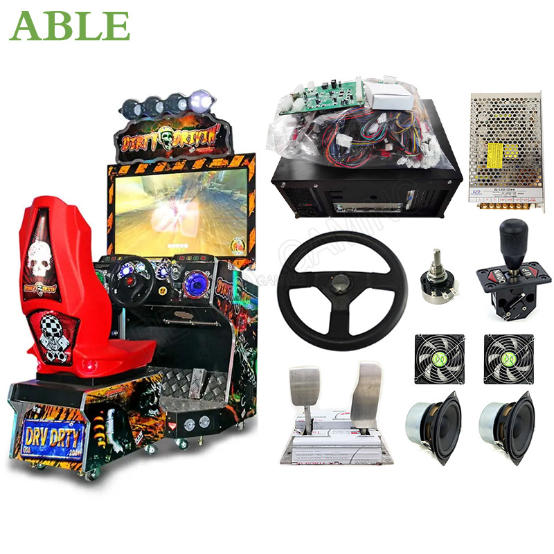 YHS Dirty Drivin Arcade Game Machine DIY Full Kit Coin Operated Video Driving Simulator Car Racing G