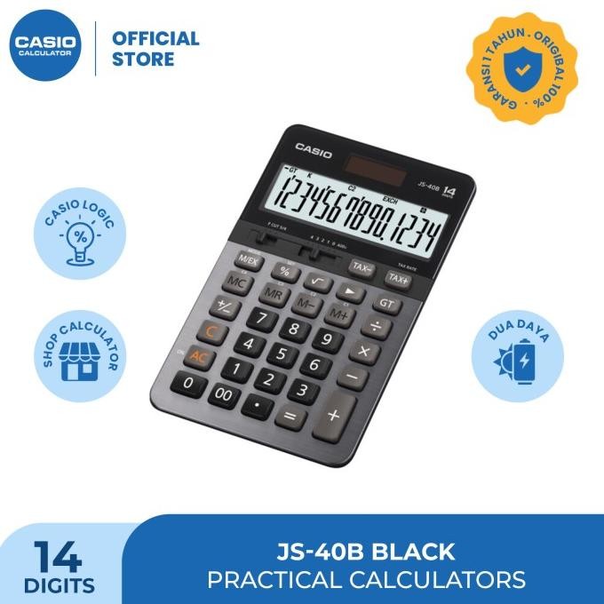 

CASIO JS-40B - Black - Kalkulator Kantor - Heavy Duty - 14 digit