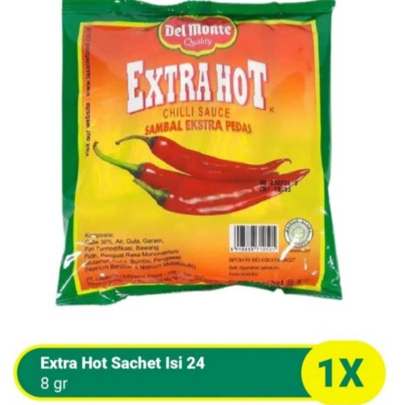 

Delmonte Saus Sambal Extra Hot Sachet/Saus Cabe Delmonte isi 24 sachet