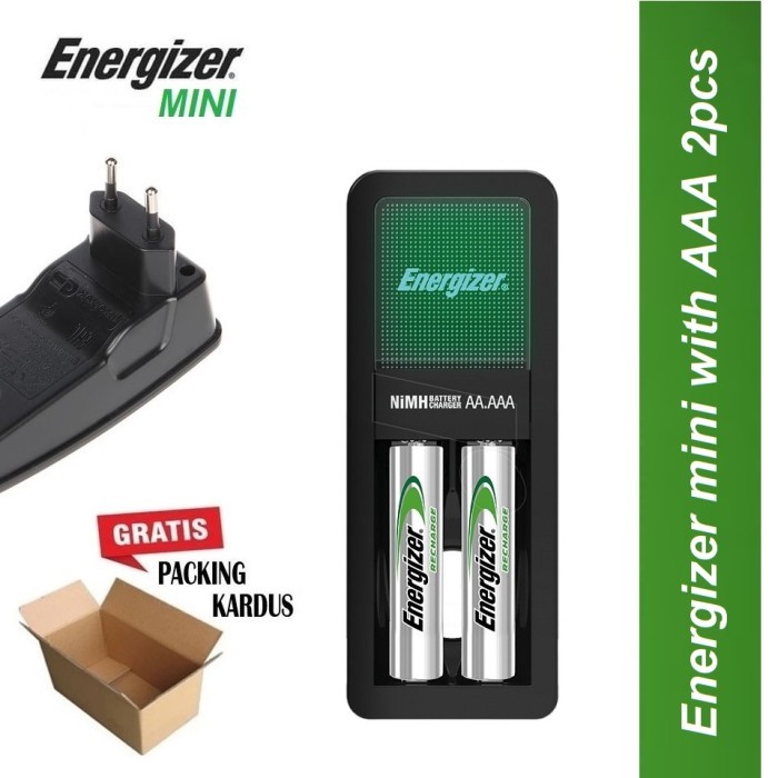 Charger Baterai Energizer Mini + Baterai Aaa 2Pcs