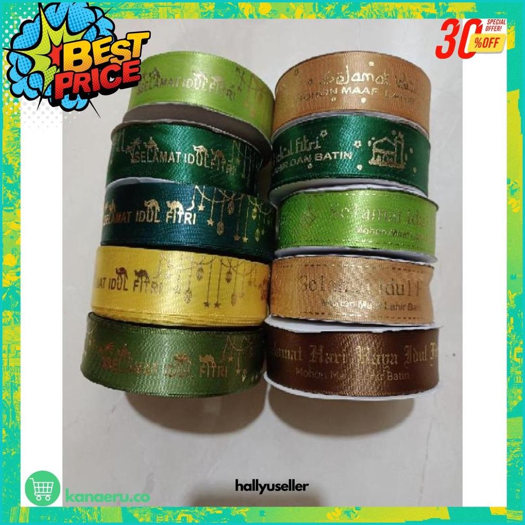 

Pita Hias Lebaran Idul Fitri Satin Sablon Idul Fitri Hiasan Parcel Hampers 2 /2.5 Cm Rol Murah