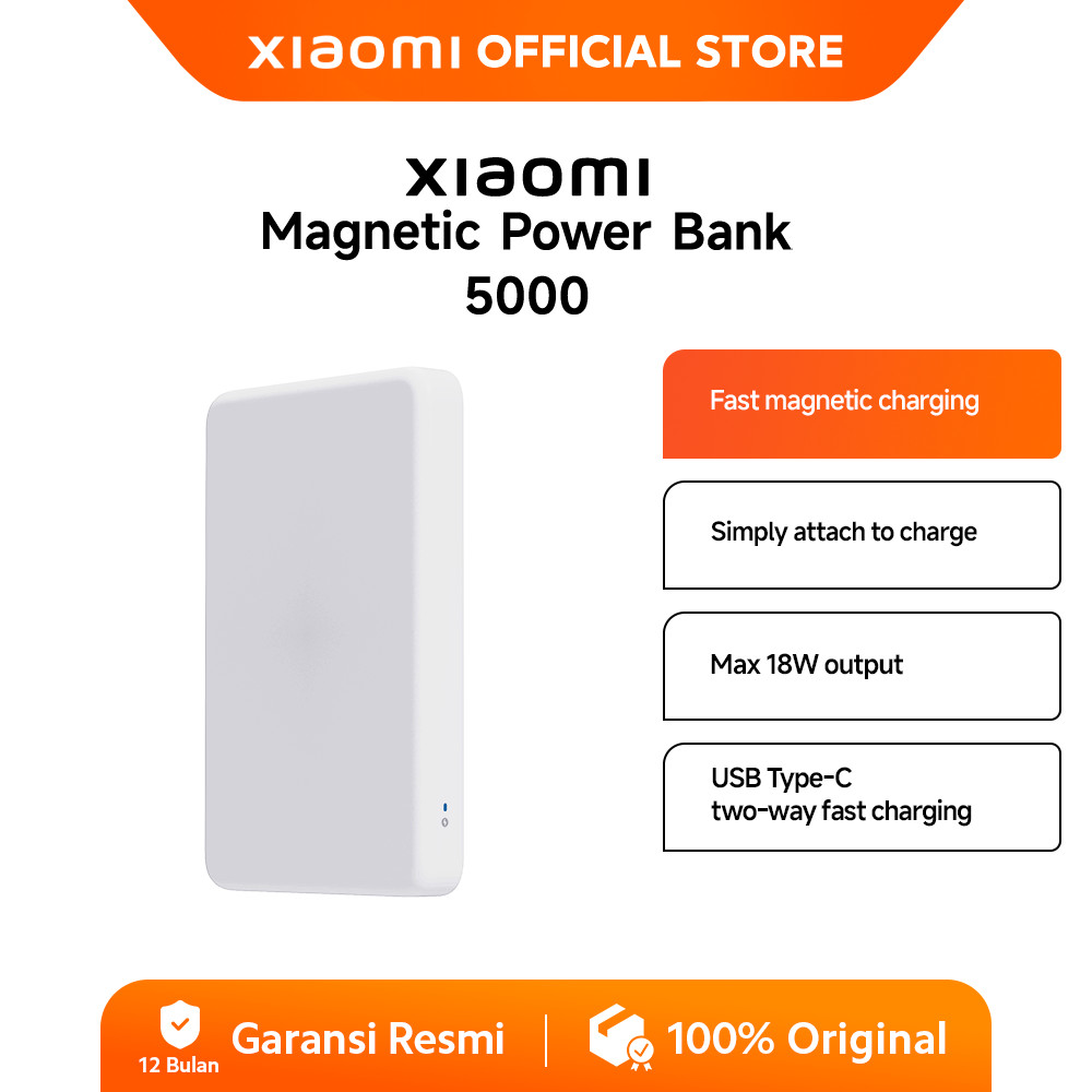 Xiaomi Magnetic Power Bank 5000mAh | Fast magnetic charging | Simply attach to charge | Max 18W outp