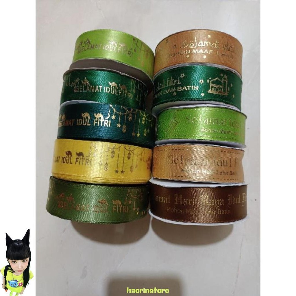 

Pita Hias Lebaran Idul Fitri Satin Sablon Idul Fitri Hiasan Parcel Hampers 2 /2.5 Cm Rol Promo