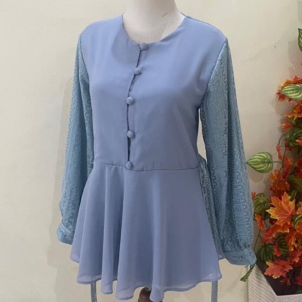 Rg-4 Polos Hitam Vintage Denim Ziya Blouse Ukuran S M