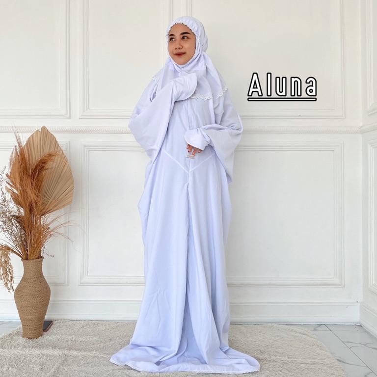 New Mukena Langsungan Dewasa/ Mukena Terusan Polos/ Mukena Putih Bersih Aluna Termurah