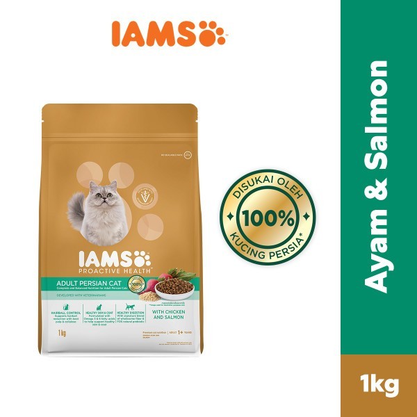 IAMS Proactive Health Makanan Kucing Persia Rasa Ayam Salmon 1kg