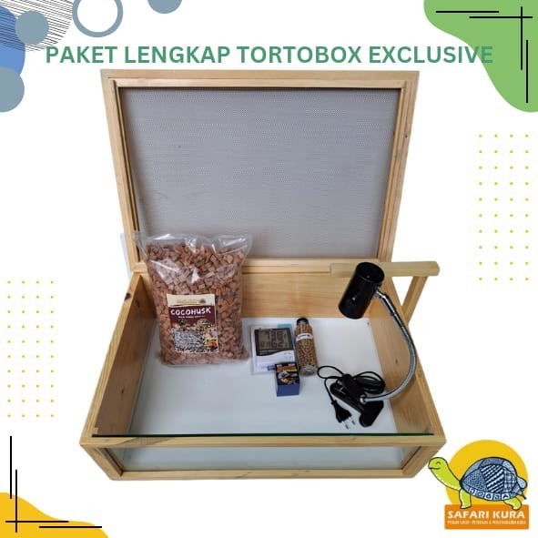 PAKET LENGKAP TORTO BOX KANDANG KURA SULCATA REPTIL PARDALIS