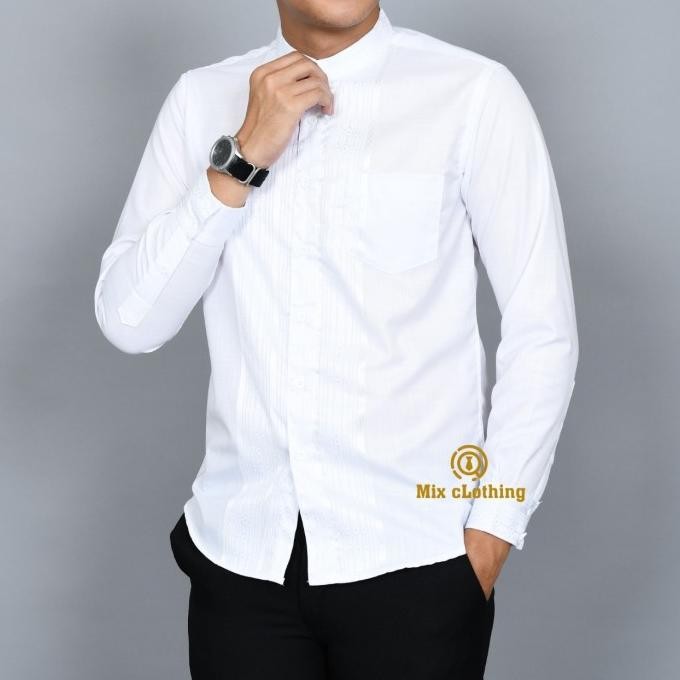 Baju Koko Pria / Kemeja Koko Slim Fit Putih/ Koko Muslim Pria / Cdl 09 Hidayahjumat