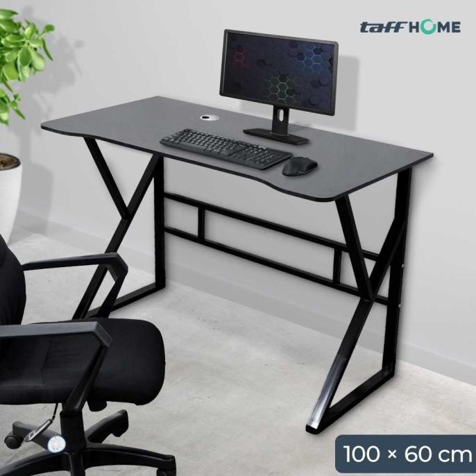 Meja Gaming Komputer Pc Laptop Belajar Kerja Minimalis Hitam Kaki Besi Relitamart62