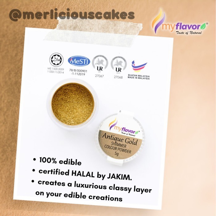 

langsung order saja] My Flavor Antique Gold Lustre Dust Powder Halal