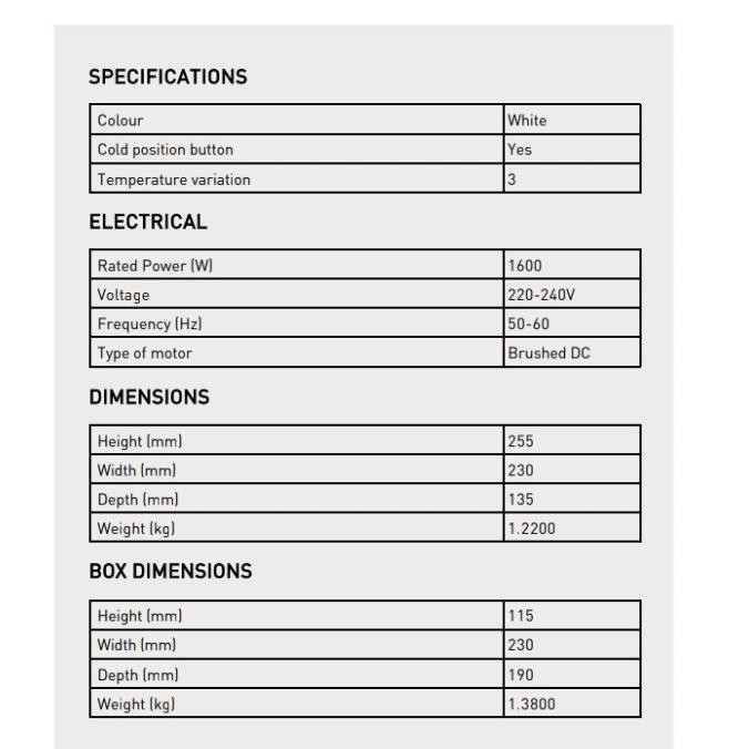 Hair Dryer JVD Oceanis White + Shaver Wall Mounted Terlaris