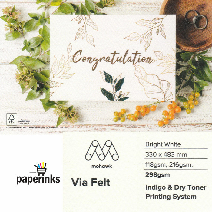 VIA FELT DIGITAL BRIGHT WHITE 216 gsm Fancy Digital Paper