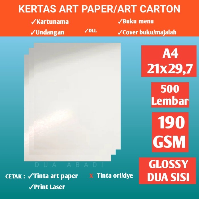 

Kertas art carton/paper 190 gsm A4 1 rim