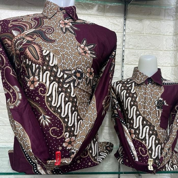 Cream Burgundy Terbaru Batik Ayah Dan Anak Katun Solo Pakai Furing Premium//Batik//Batik Ayah//Batik