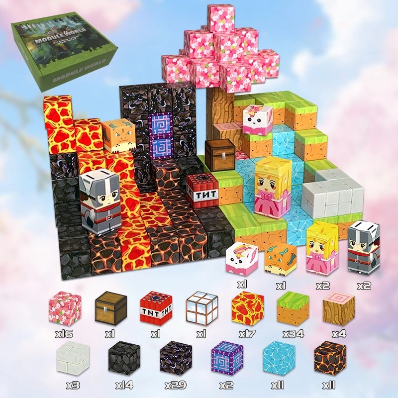 JD Creative Magnetic Building Blocks Cube Assembly Toys Mine World DIY Creative Hobby For Children E