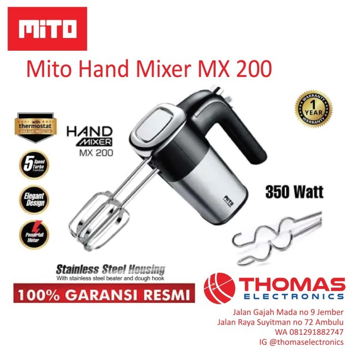 Mito Hand Mixer MX-200 Mixer Mito MX200 GARANSI RESMI