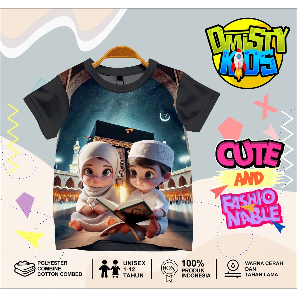 Baju Kaos Atasan Anak Printing 3D - MUSLIM 04